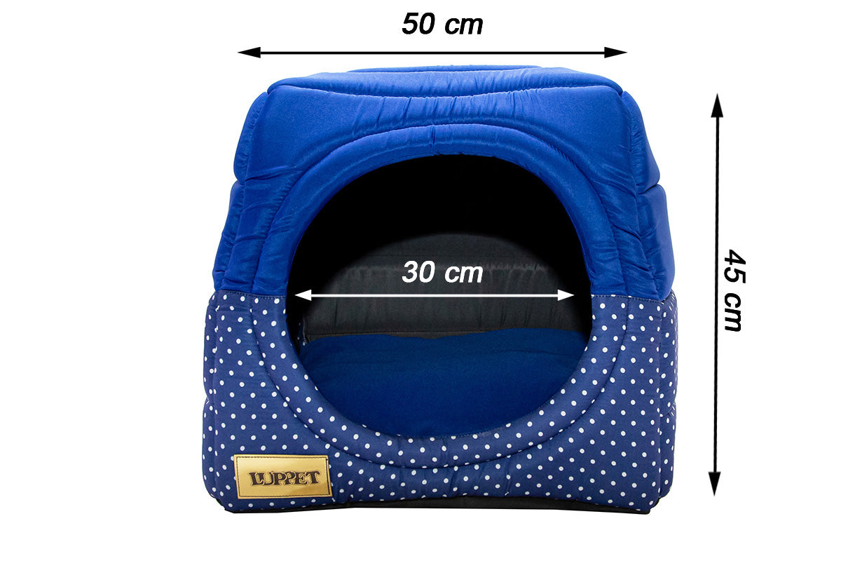 Cama Iglu e Toca Para Cachorro Luppet Luxo Azul Poa G (LP1216-02G)