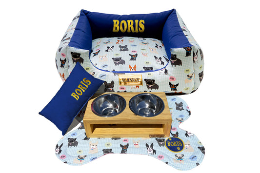 Kit Enxoval Completo para Cachorro 100% Impermeável Luppet Azul Cachorrinho Tam